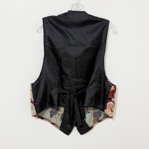 Vintage Alice Stuart Santa Christmas Tapestry Vest Santa Claus Holiday Size L - Picture 3 of 5